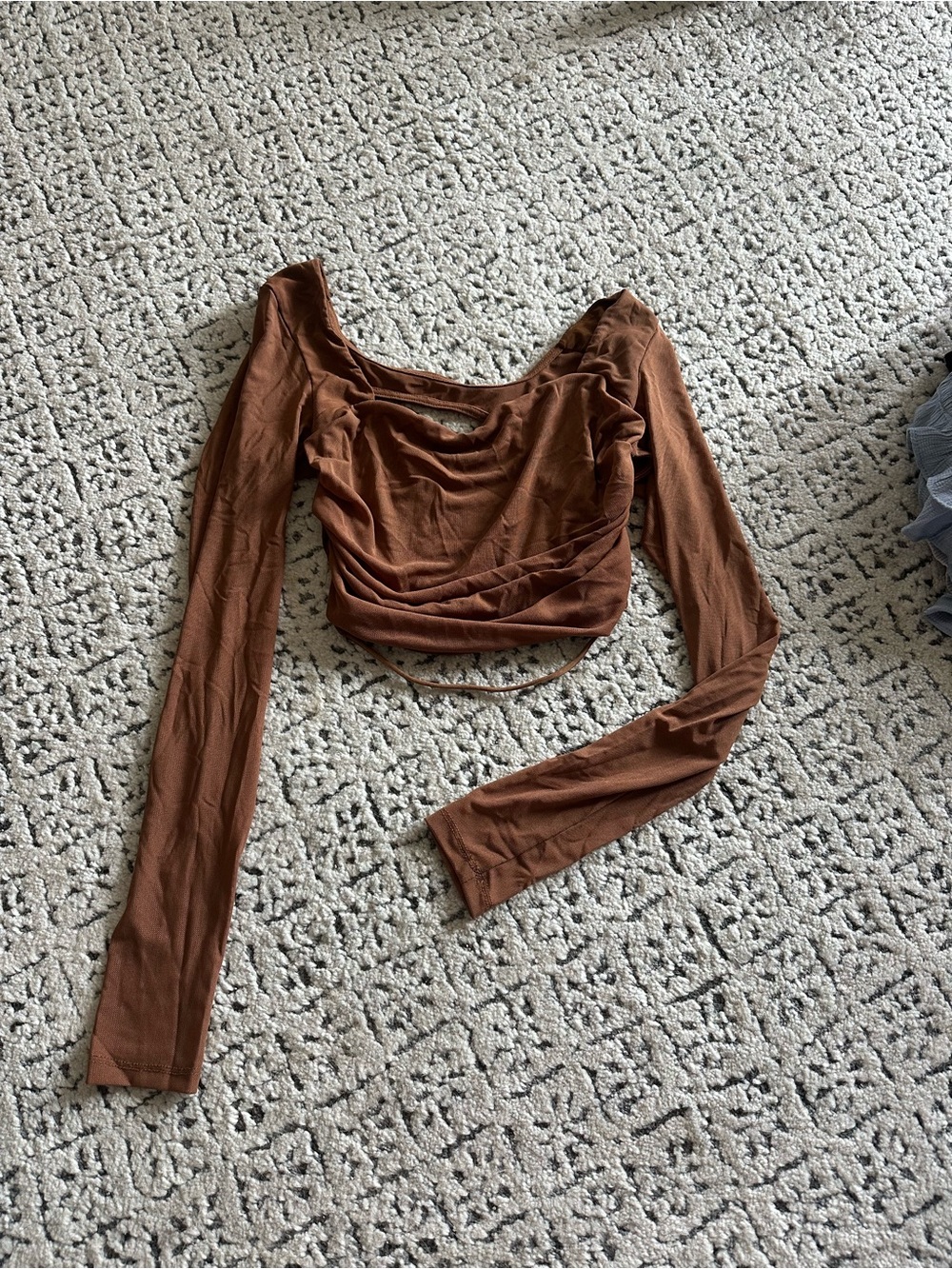 Princess Polly Brown Ruched Long Sleeve Crop Top